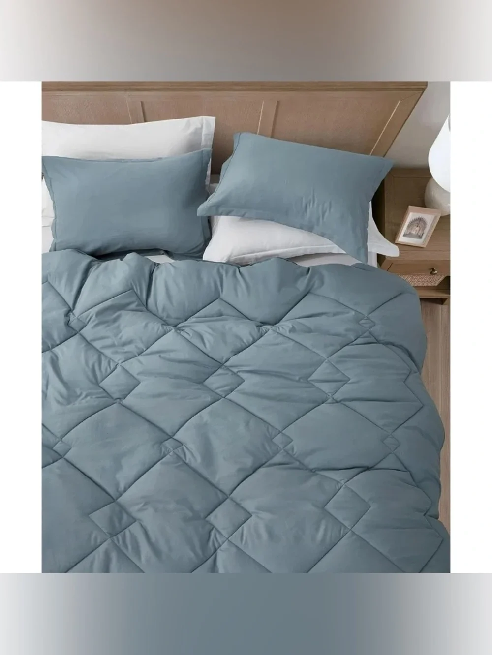 Blue king 3 piece Quilted king Comforter Set - Soft Microfiber Bedding
